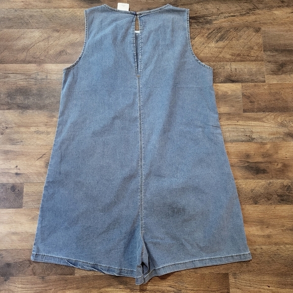 Glamaker Womens Casual Sleeveless Denim Sky Blue Overall Jumpsuit Romper Size L - Picture 6 of 8